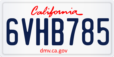 CA license plate 6VHB785