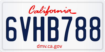 CA license plate 6VHB788