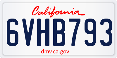 CA license plate 6VHB793