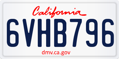 CA license plate 6VHB796