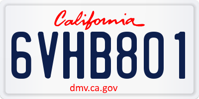 CA license plate 6VHB801