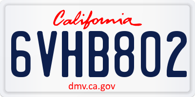 CA license plate 6VHB802