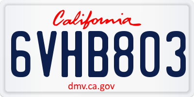 CA license plate 6VHB803