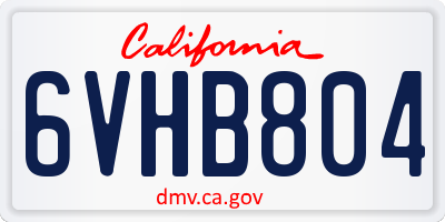 CA license plate 6VHB804