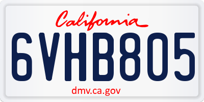 CA license plate 6VHB805