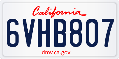 CA license plate 6VHB807
