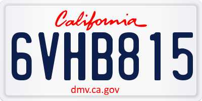 CA license plate 6VHB815