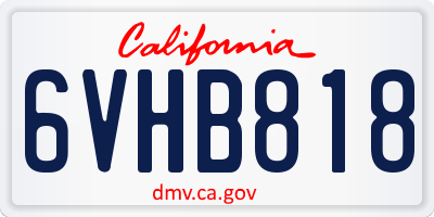 CA license plate 6VHB818