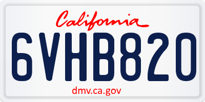 CA license plate 6VHB820