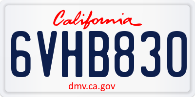 CA license plate 6VHB830