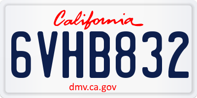 CA license plate 6VHB832