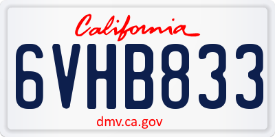 CA license plate 6VHB833