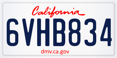 CA license plate 6VHB834