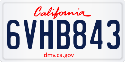 CA license plate 6VHB843