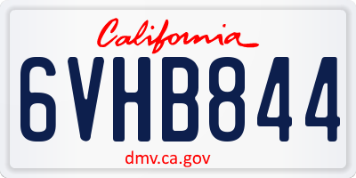 CA license plate 6VHB844