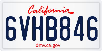 CA license plate 6VHB846