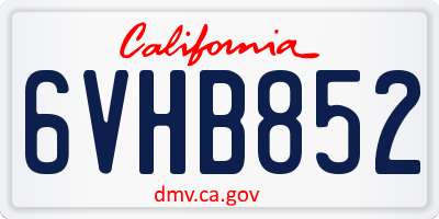 CA license plate 6VHB852