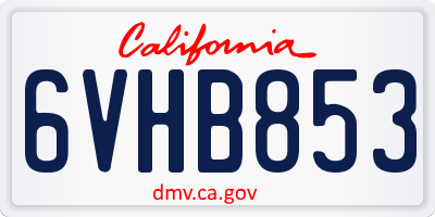 CA license plate 6VHB853