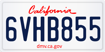 CA license plate 6VHB855