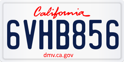 CA license plate 6VHB856