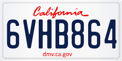 CA license plate 6VHB864