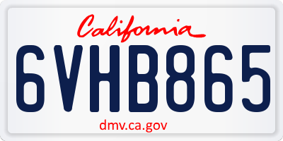 CA license plate 6VHB865