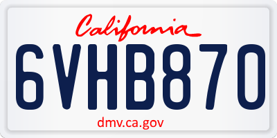CA license plate 6VHB870
