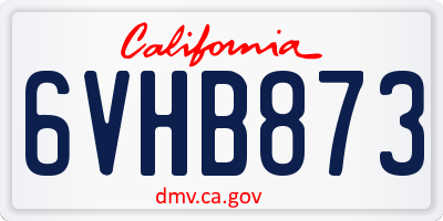 CA license plate 6VHB873