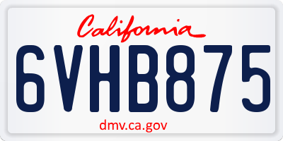 CA license plate 6VHB875