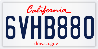 CA license plate 6VHB880