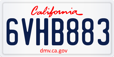 CA license plate 6VHB883