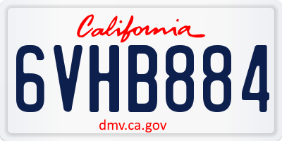 CA license plate 6VHB884