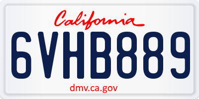 CA license plate 6VHB889