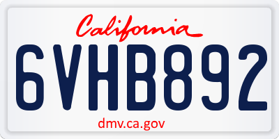 CA license plate 6VHB892