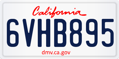 CA license plate 6VHB895
