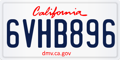 CA license plate 6VHB896