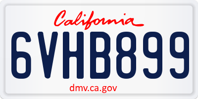 CA license plate 6VHB899