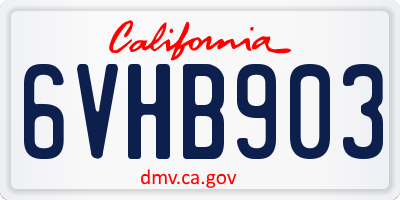 CA license plate 6VHB903