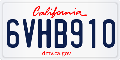 CA license plate 6VHB910
