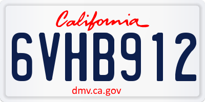 CA license plate 6VHB912