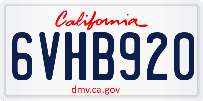 CA license plate 6VHB920