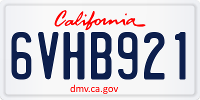 CA license plate 6VHB921