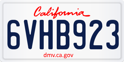 CA license plate 6VHB923