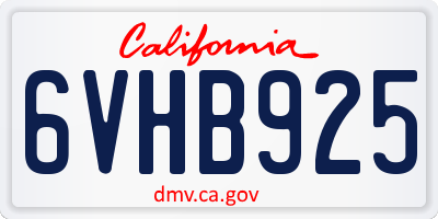 CA license plate 6VHB925