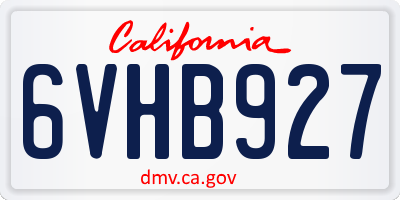 CA license plate 6VHB927