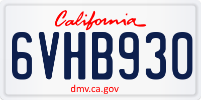 CA license plate 6VHB930