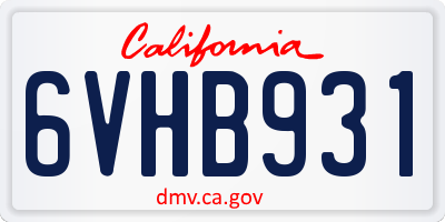 CA license plate 6VHB931