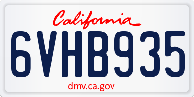 CA license plate 6VHB935