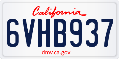 CA license plate 6VHB937