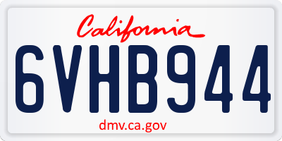CA license plate 6VHB944